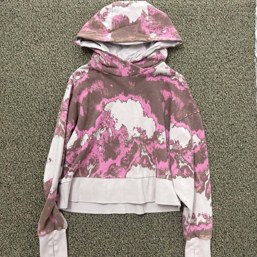 JoyLab Hoodie Size M Pink Acid Wash Marble Cropped Pullover